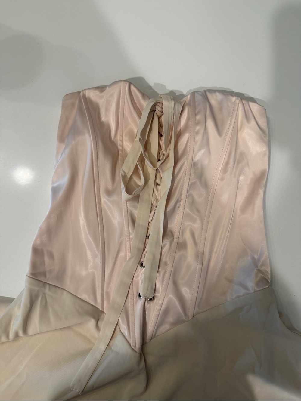 NWT Parthea Strapless Satin Corset Dress in Blush and Cream size XS - Picture 3 of 5
